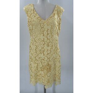 NWT Lauren Ralph Lauren Dress Yellow Eyelet Lace Sleeveless Lined 8P Pencil